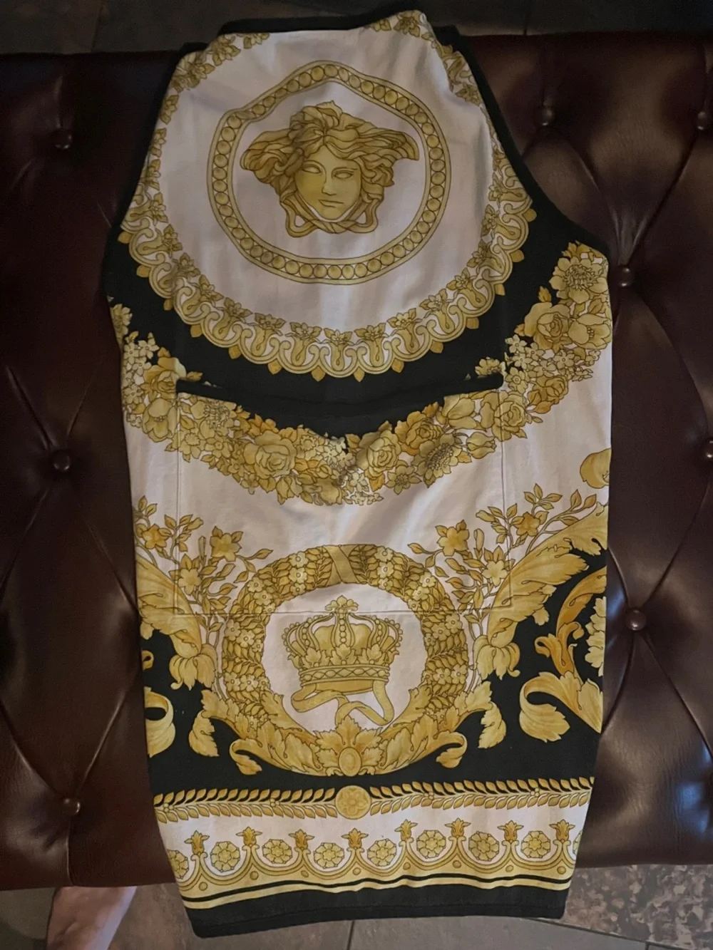 Versace Apron Medusa Medallion Print Black, White and Gold Baroque